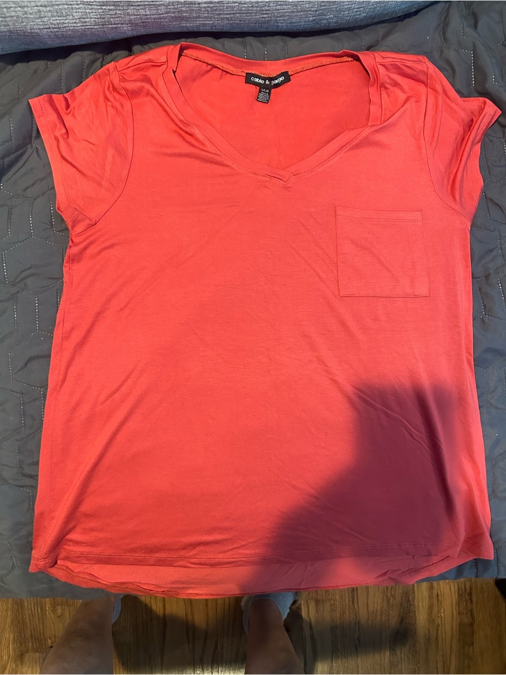 Cable & Gauge Coral V-Neck Pocket Tee